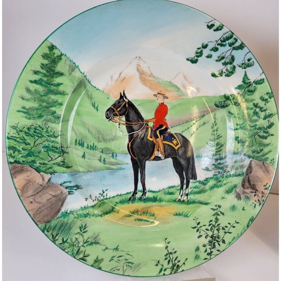 Canadian Mountie Vtg Royal Staffordshire Plates Set of 2 Clarice Cliff 10.5" - Picture 2 of 7